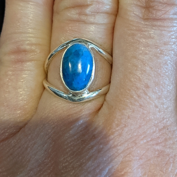 Blue Apatite 925 Silver Ring, Size 7 - Picture 4 of 6